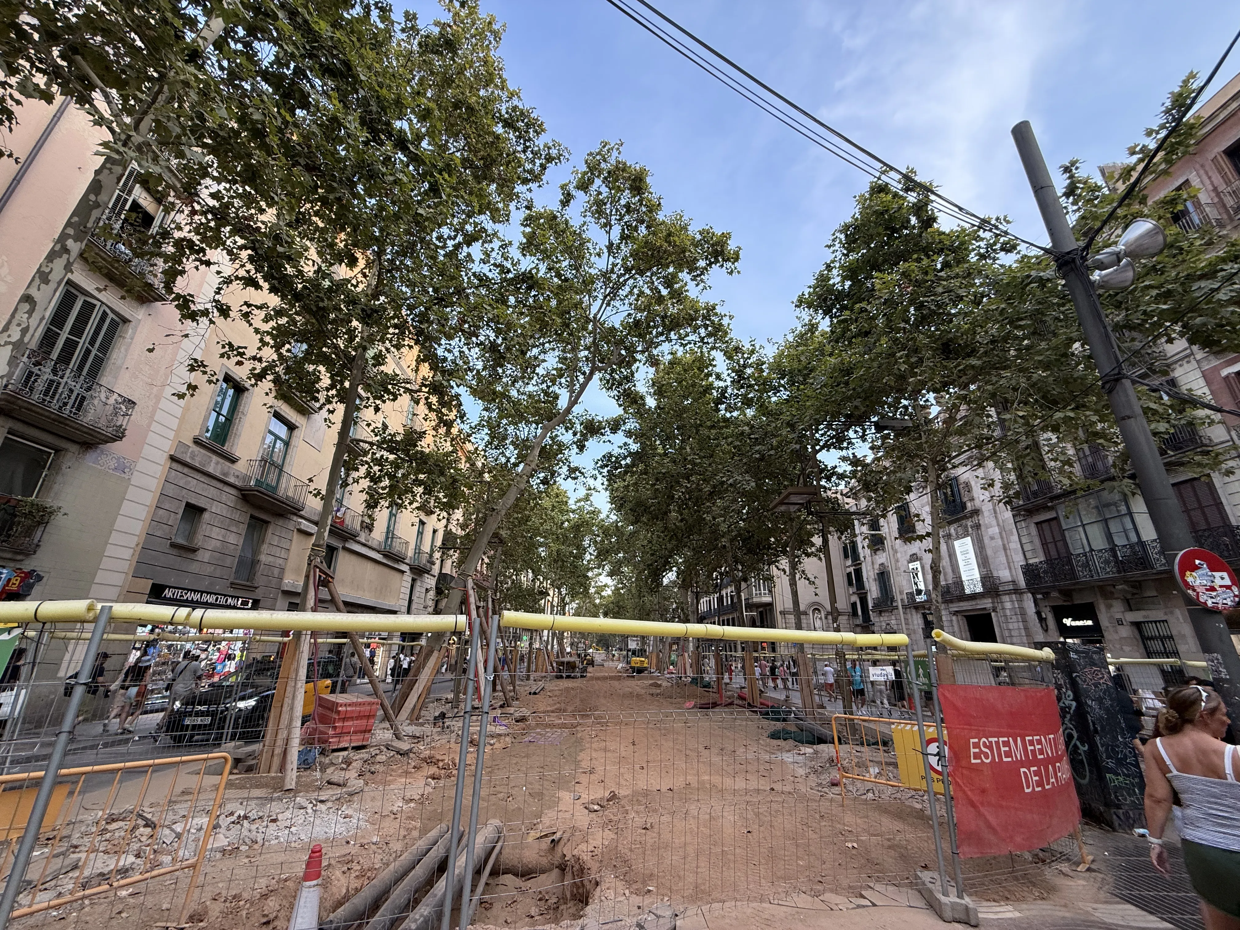 Construction works along La Rambla, Barcelona, 2026