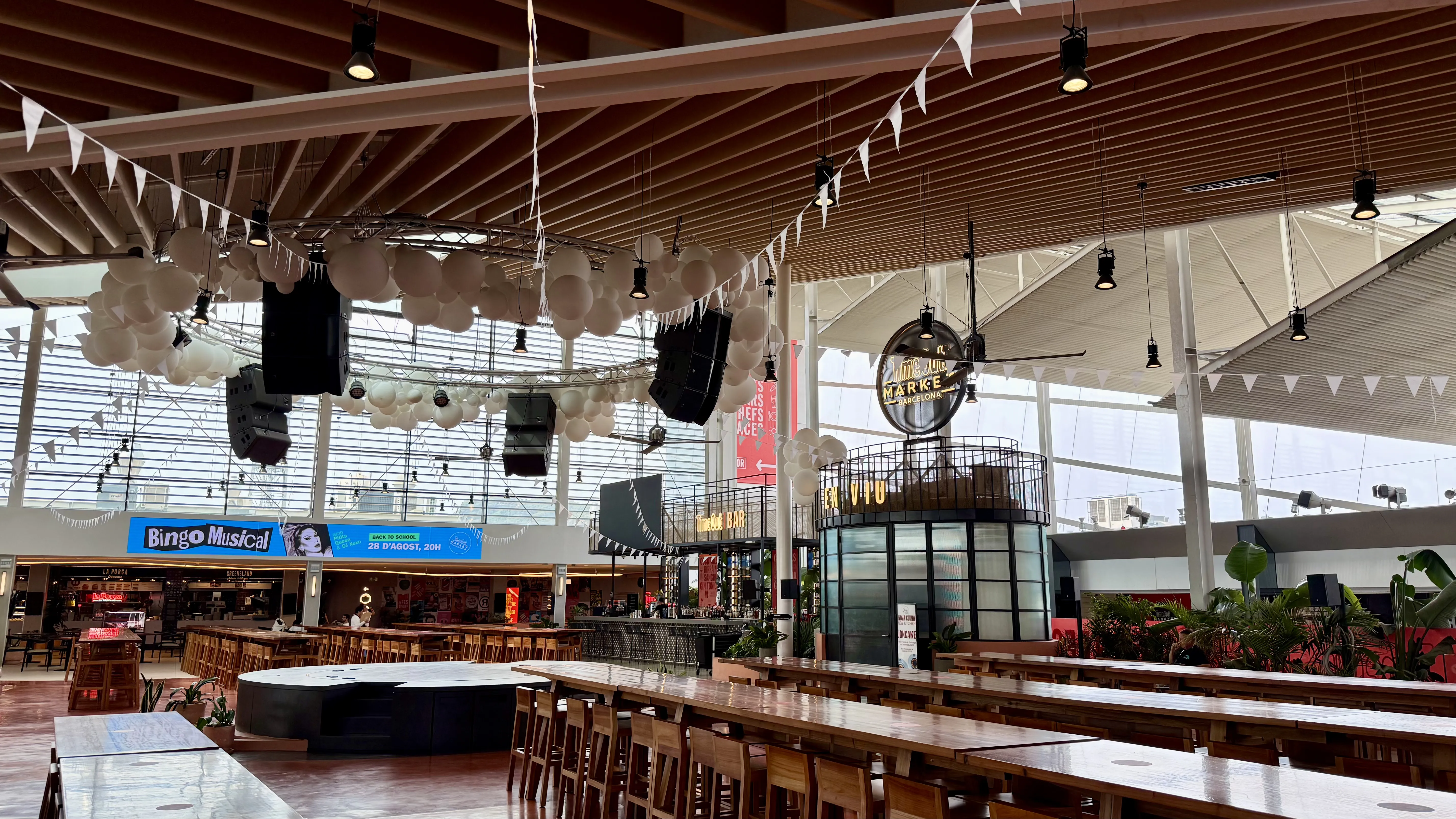 Inside Time Out Market's food hall in Maremàgnum, Barcelona