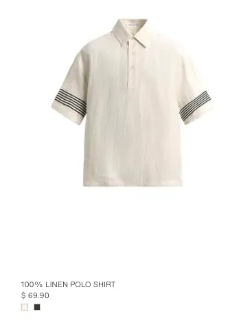 Zara linen polo shirt — US price $69.90