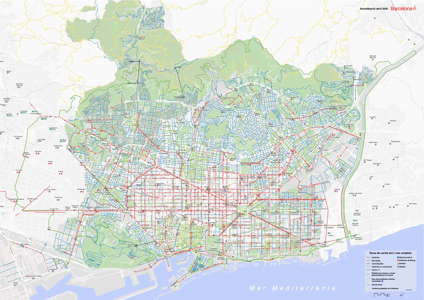 Barcelona bike lane map preview